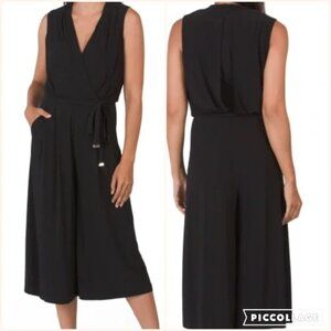 Vince Camuto Wide Leg Jumpsuit, Black Stretch Jersey Size 12